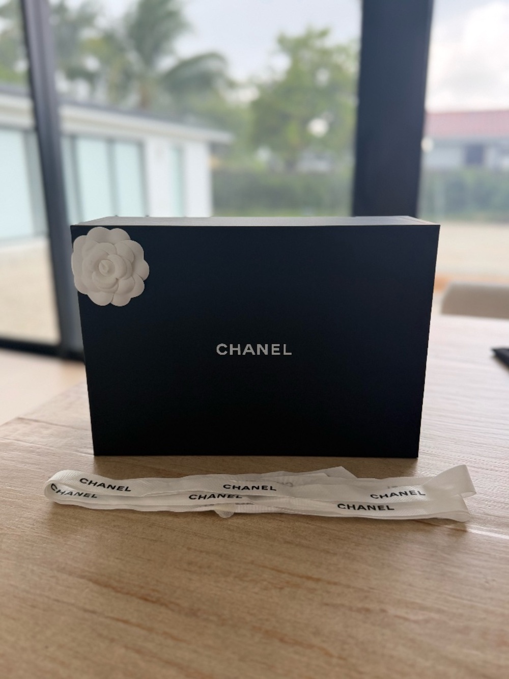 Authentic CHANEL Empty Gift Box Camellia Ribbon Tissue Luxury Packaging